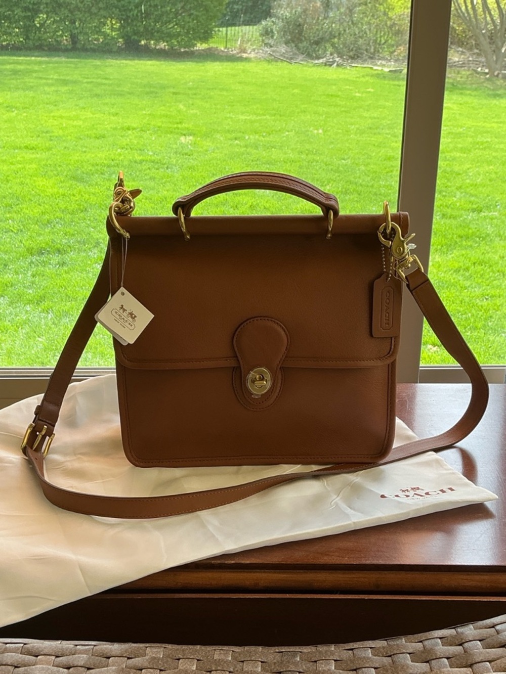 Coach Brown Leather Top-Handle Satchel with Gold Hardware